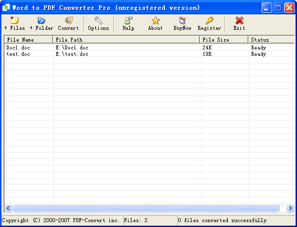 Word to Pdf Converter 5.32 software screenshot