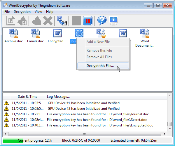 WordDecryptor 2.4 software screenshot