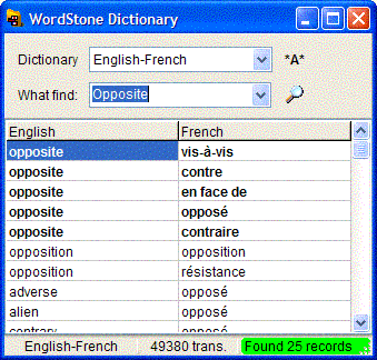 WordStone Dictionary 1.2 software screenshot