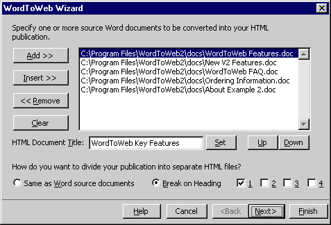 WordToWeb 2.5d software screenshot