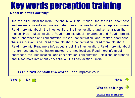 Words Perception 8 software screenshot