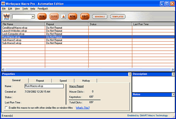 Workspace Macro Pro - Automation Edition 6.5.2 software screenshot