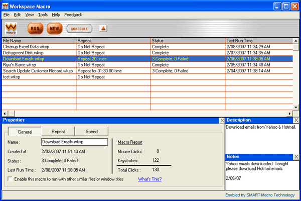 Workspace Macro 4.6.1 software screenshot