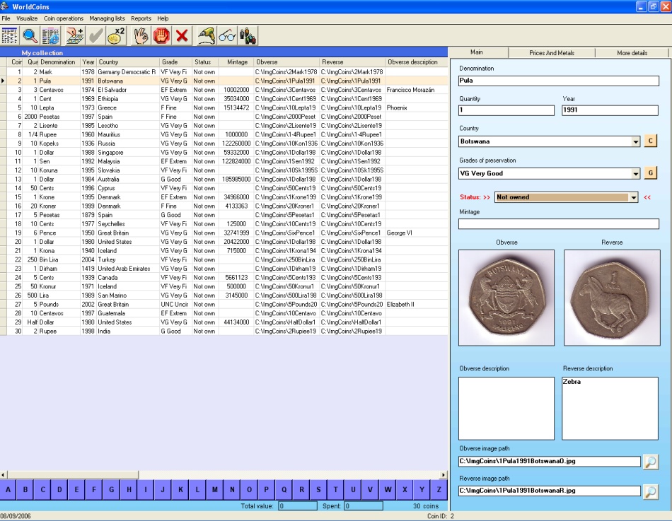 WorldCoins 2.0.27 software screenshot