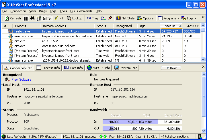 X-NetStat Professional 5.57 software screenshot