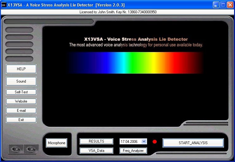 X13-VSA Voice Lie Detector 2.256.0 software screenshot