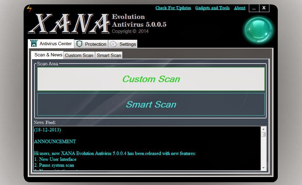 XANA Evolution Antivirus 5.0.0.6 software screenshot
