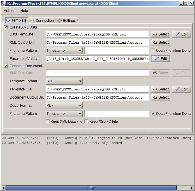XDO Client 1.0 Build 52 software screenshot