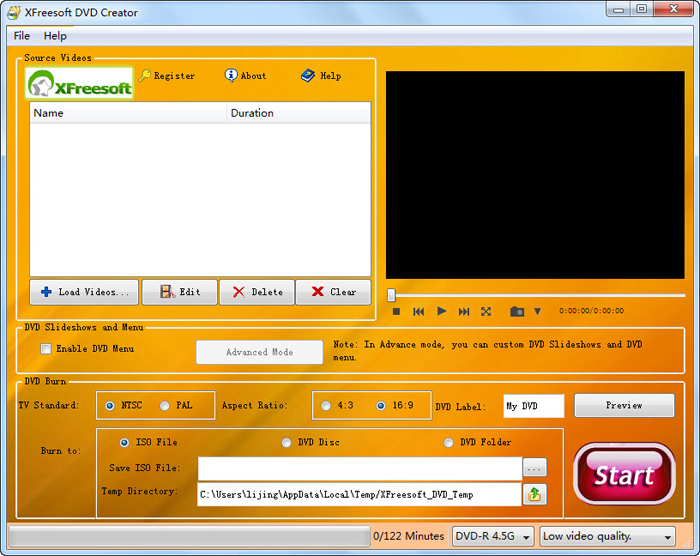 XFreesoft DVD Creator 2.3.0.0 software screenshot
