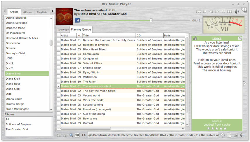 XIX Music Player 0.22b software screenshot