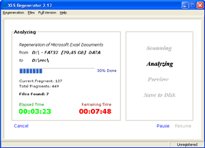 XLS Regenerator 2.12 software screenshot