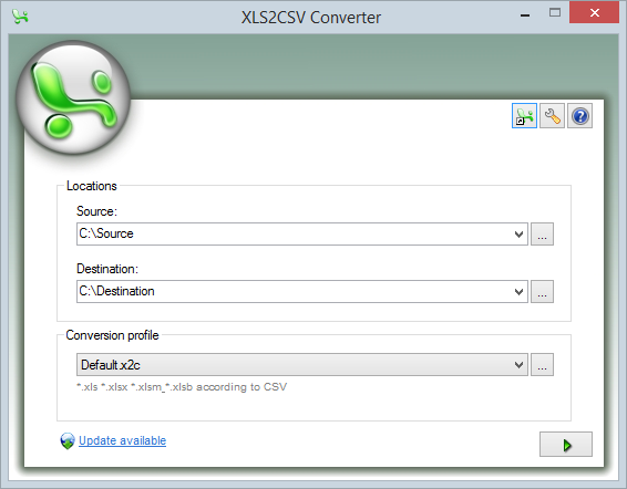 XLS2CSV Converter 1.5.2.5004 software screenshot