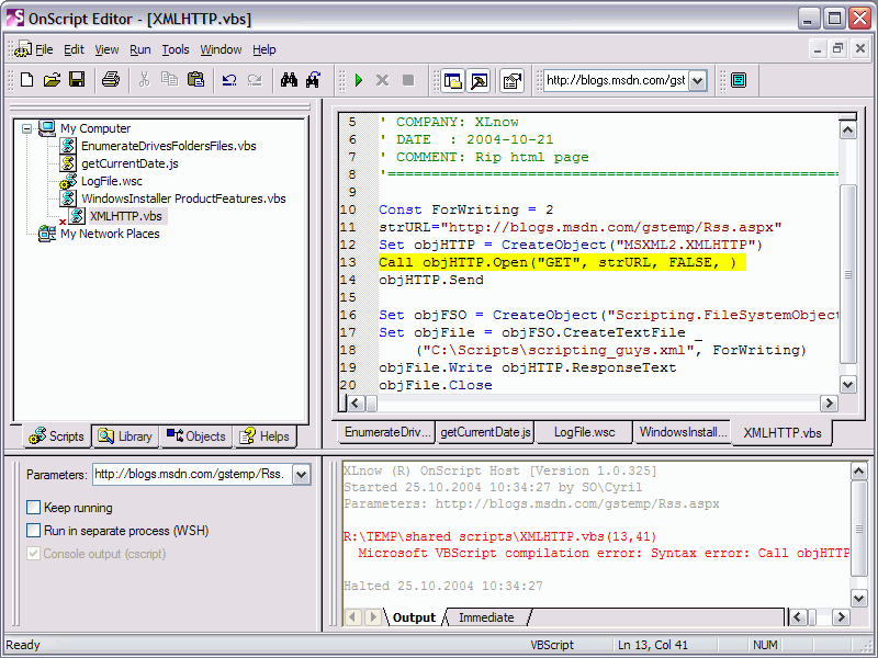 XLnow OnScript 2.1.568 software screenshot