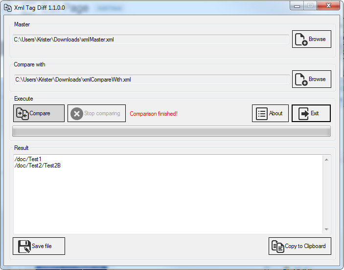 XML Tag Diff 1.1.0.0 software screenshot