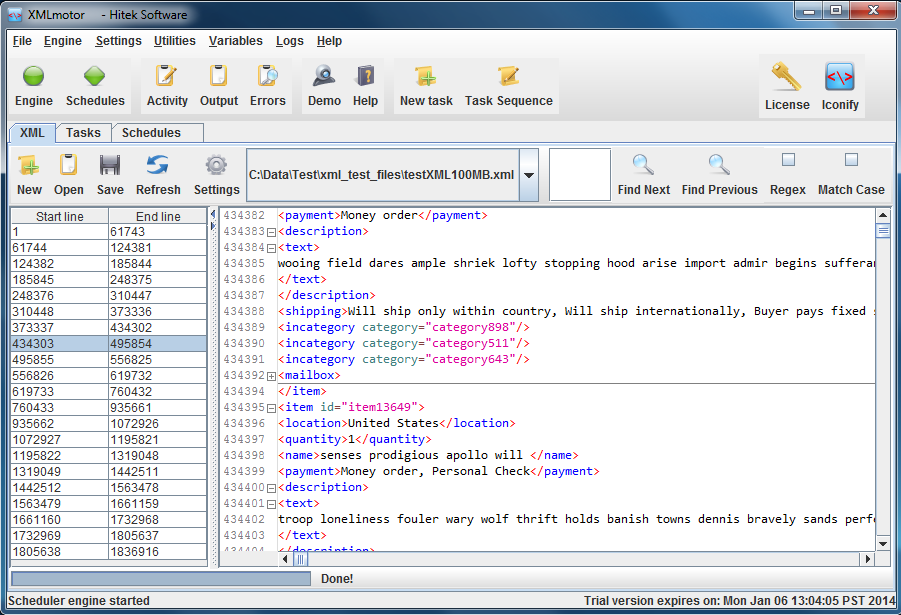 XMLmotor 11.00 software screenshot