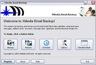 XMedia EMail Backup Personal Gold Edition 3.0.1 software screenshot