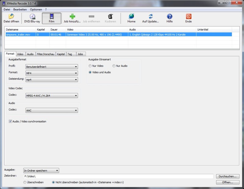 XMedia Recode 3.3.5.8 software screenshot