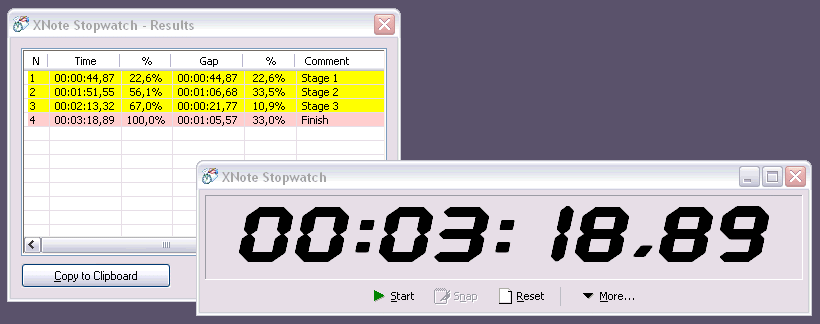XNote Stopwatch 1.61 software screenshot