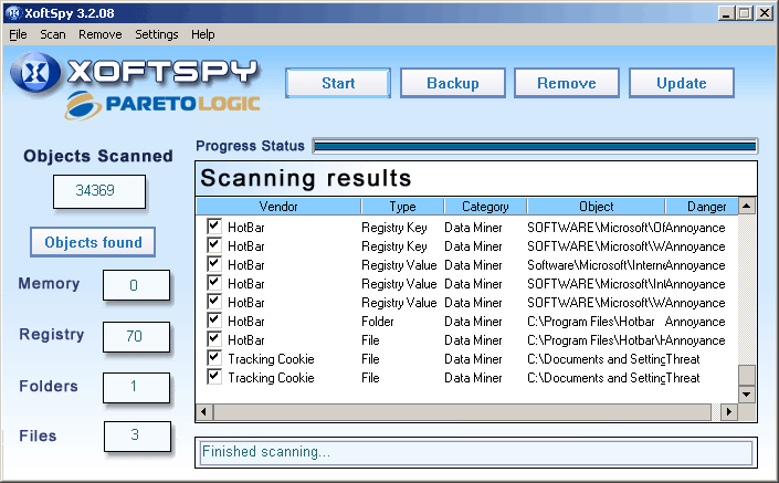XOFTSPY - Spyware Remover 2006 software screenshot