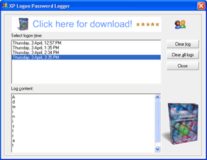XP Logon Password Logger 1.0 software screenshot