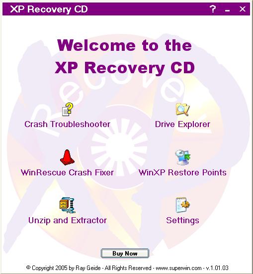 XP Recovery CD Maker 1.01.10 software screenshot