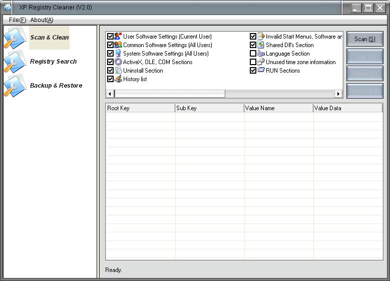 XP Registry Cleaner - Optimization 4.2 software screenshot