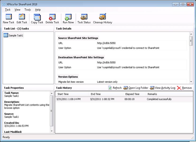 XPlica for SharePoint 2010 5.0 software screenshot