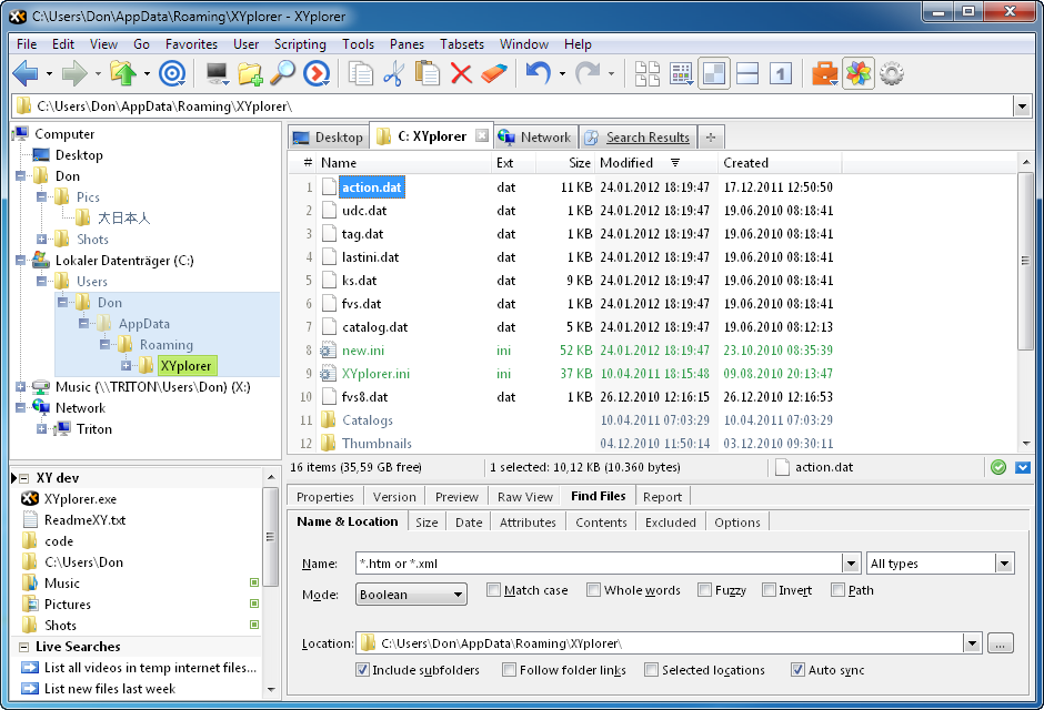XYplorer 18.00.0000 software screenshot