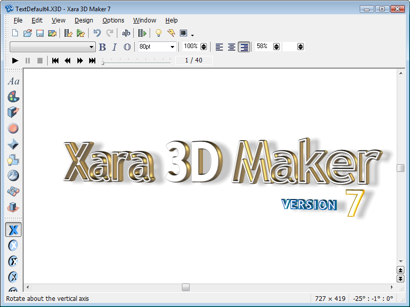 Xara 3D Maker 7.0 software screenshot
