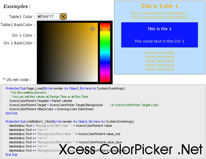Xcess Color Picker .Net 1.6.0 software screenshot