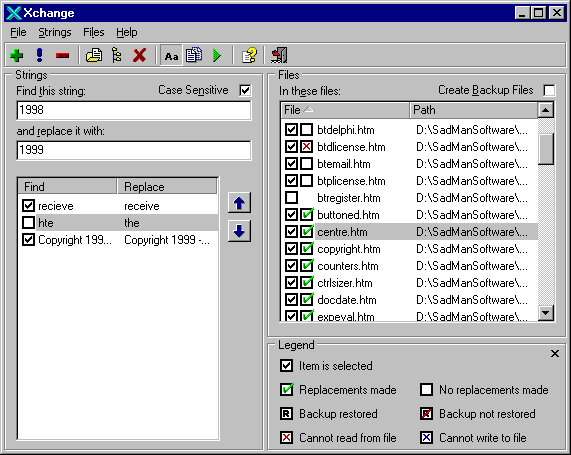 Xchange 2.7 software screenshot