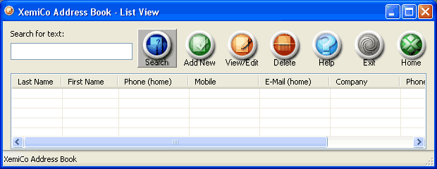 XemiCo Address Book 1.0 software screenshot