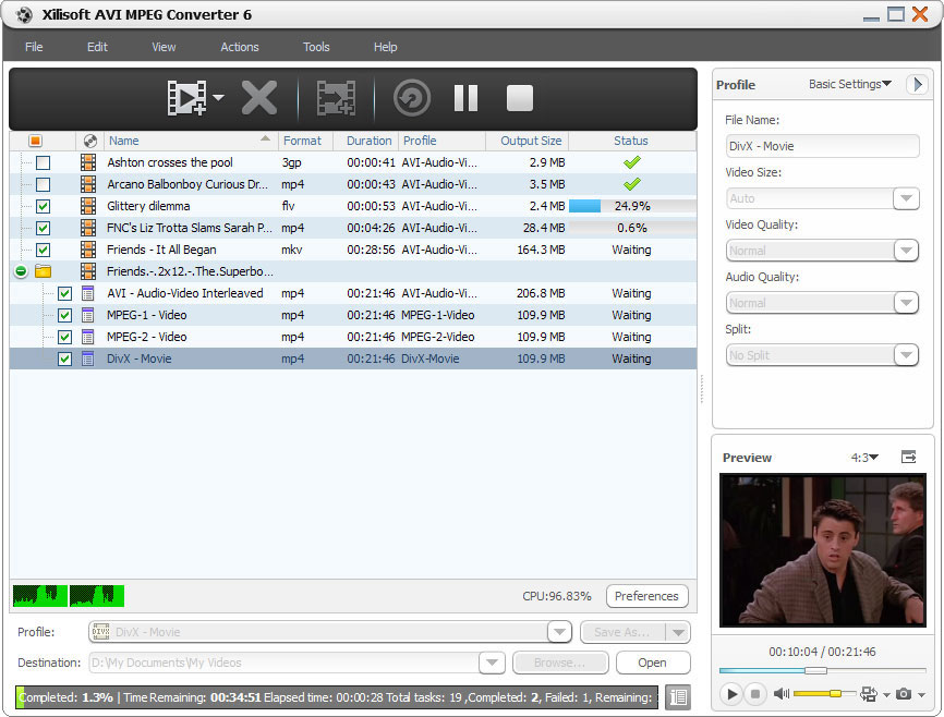 Xilisoft AVI MPEG Converter 6.0.7.0707 software screenshot