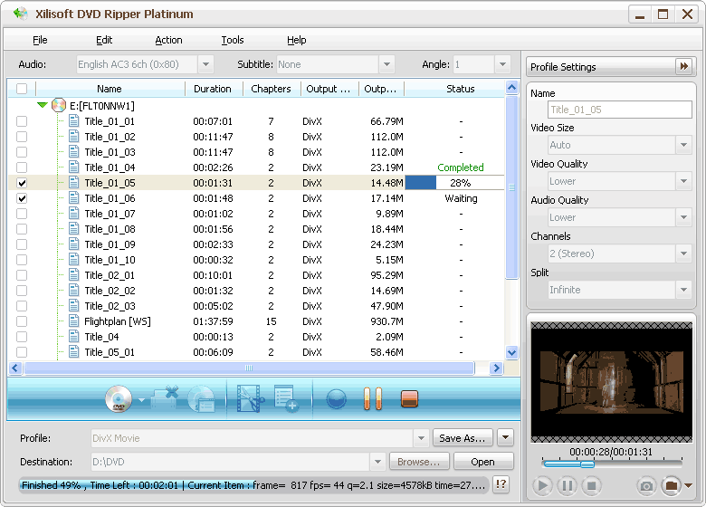 Xilisoft DVD Ripper Platinum 5.0.24 software screenshot