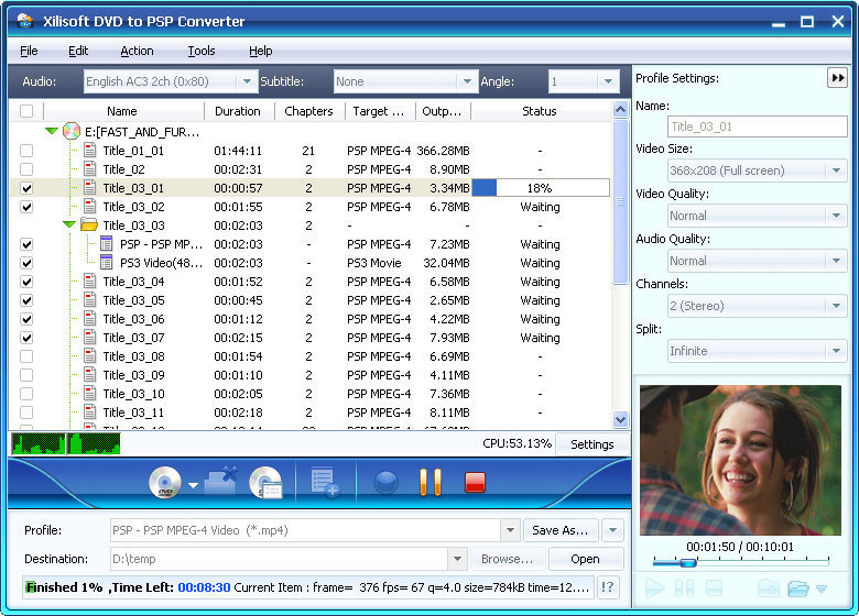 Xilisoft DVD to PSP Suite 6.0.14.1104 software screenshot