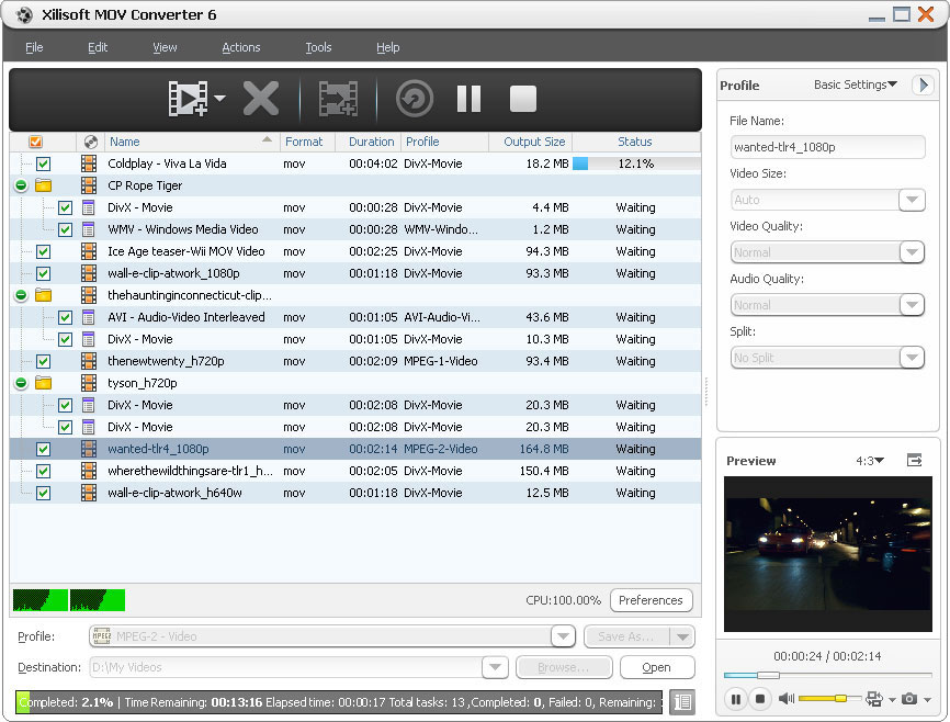 Xilisoft MOV Converter 6.6.0.0623 software screenshot