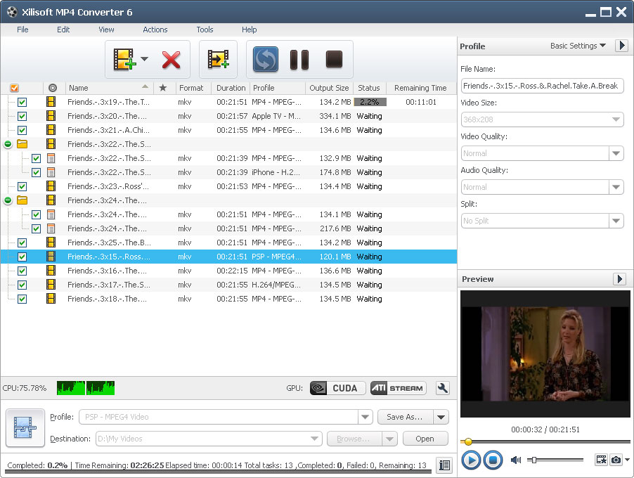 Xilisoft MP4 Converter 6.6.0.0623 software screenshot