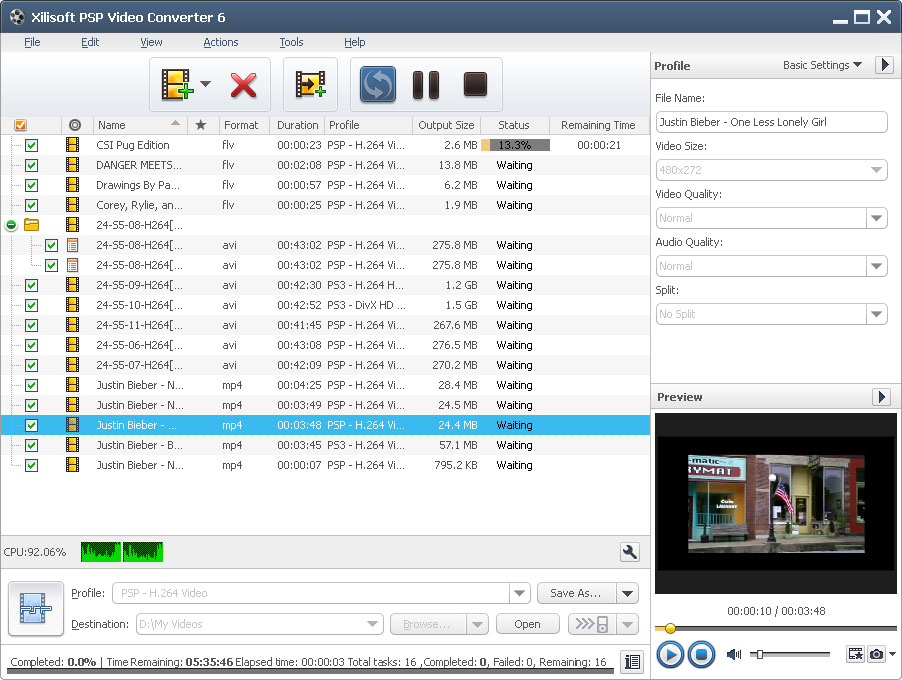 Xilisoft PSP Video Converter 6.6.0.0623 software screenshot