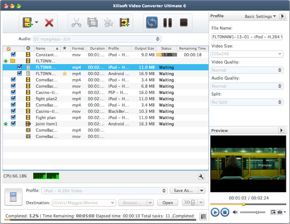 Xilisoft Video Converter Standard for Mac 6.5.2.0310 software screenshot