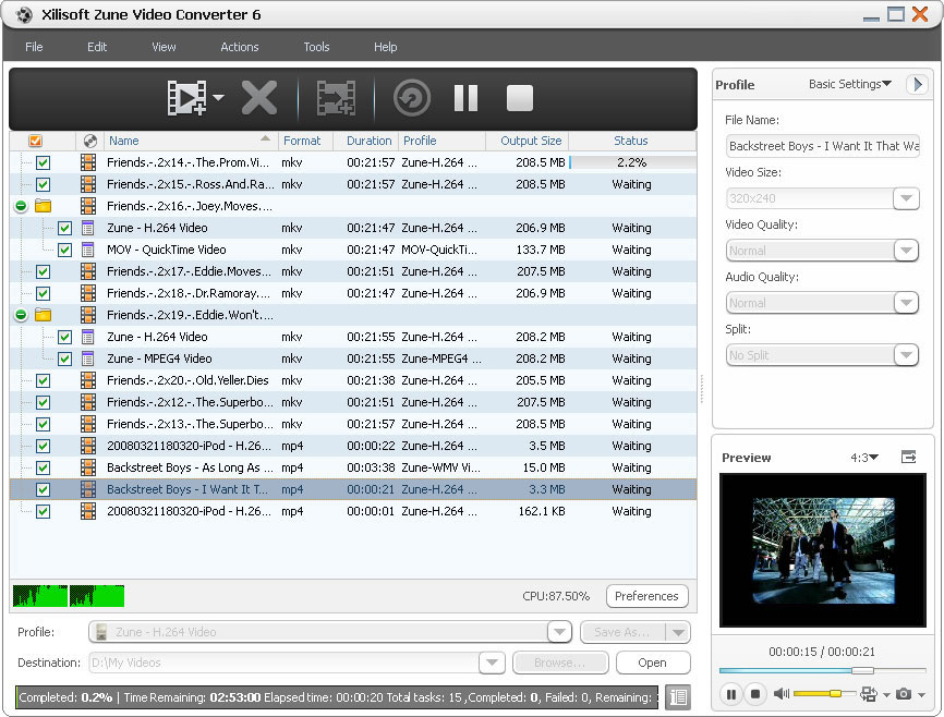Xilisoft Zune Video Converter 6.0.9.0806 software screenshot