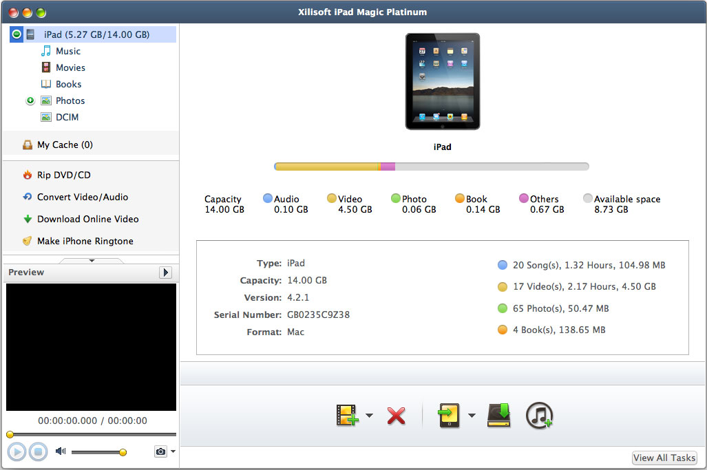 Xilisoft iPad Magic for Mac 4.0.3.0311 software screenshot
