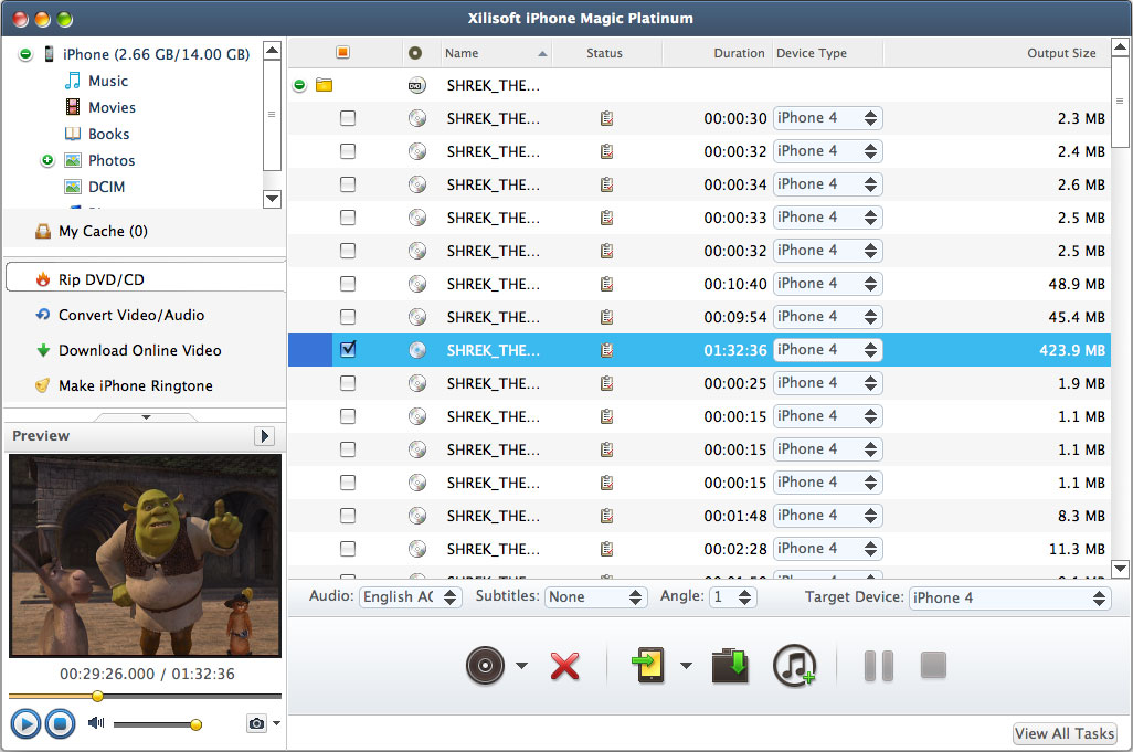 Xilisoft iPhone Magic for Mac 4.0.3.0311 software screenshot