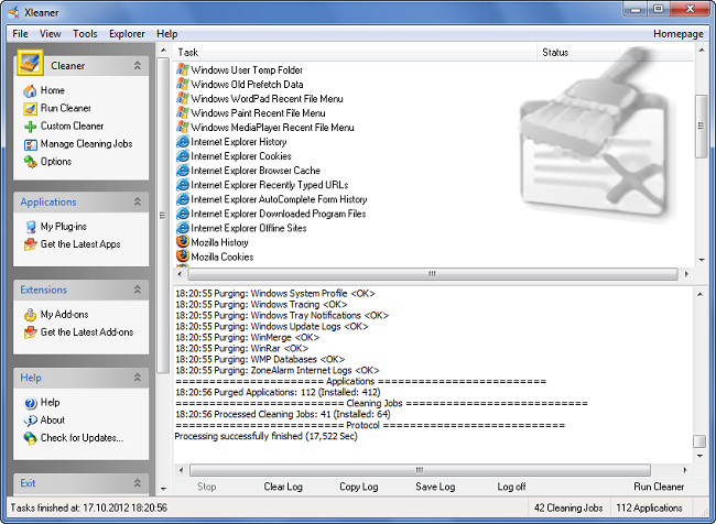 Xleaner Portable 4.25.1306 software screenshot
