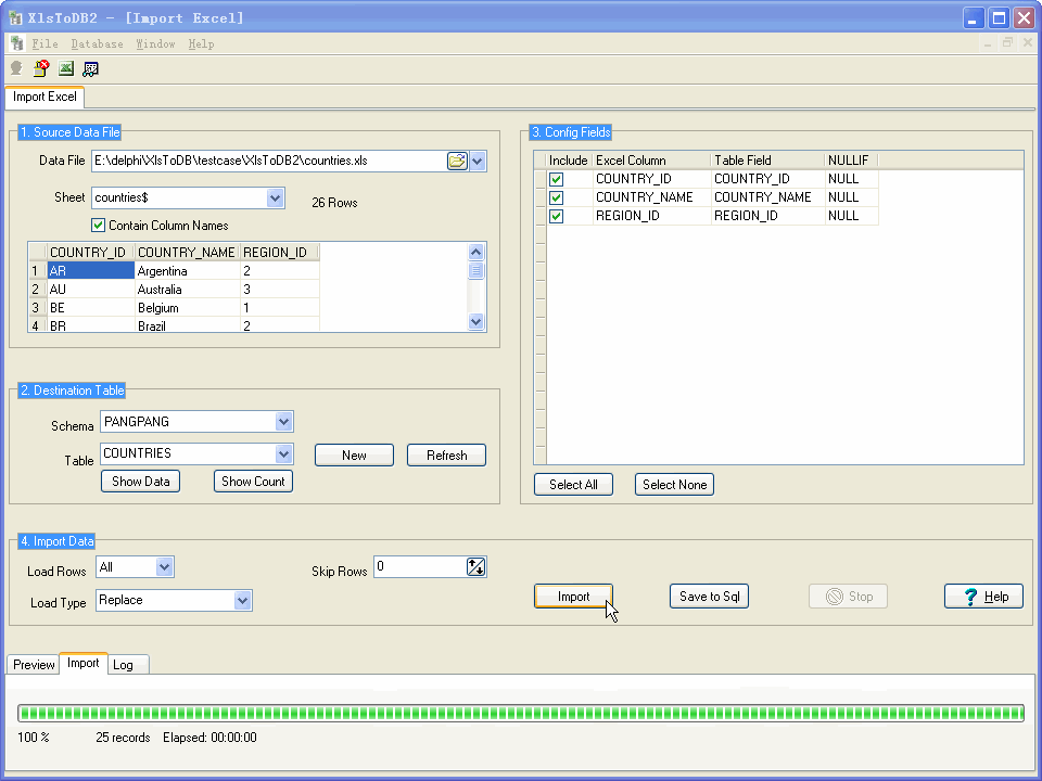 XlsToDB2 2.9.1.170418 software screenshot