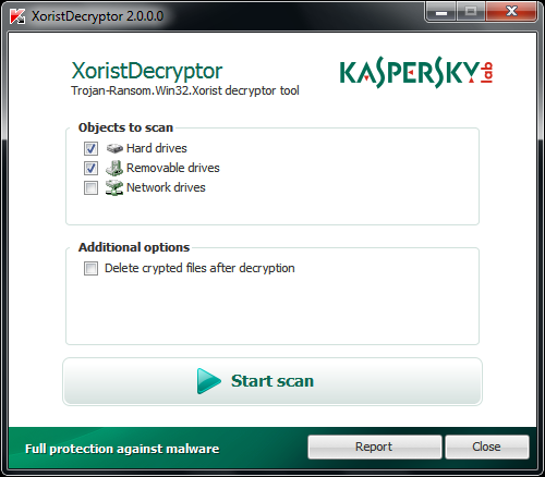 XoristDecryptor 2.5.1.0 software screenshot