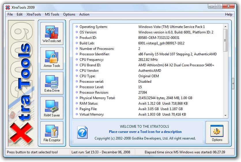 XtraTools 2009 5.0 software screenshot
