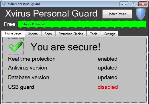Xvirus Anti-Malware 7.0.4.0 software screenshot