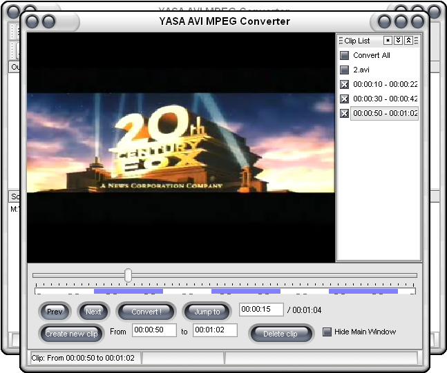 YASA AVI MPEG Converter 3.1.53 software screenshot