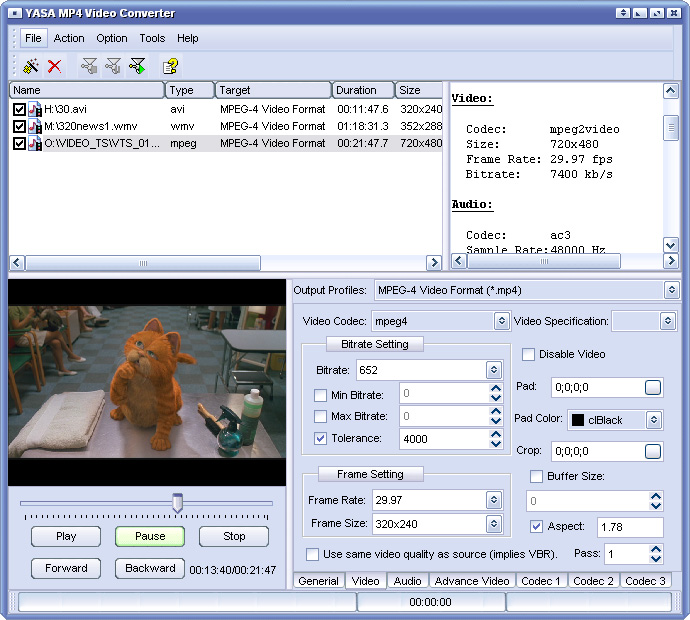 YASA MP4 Video Converter 3.2.51.1827 software screenshot