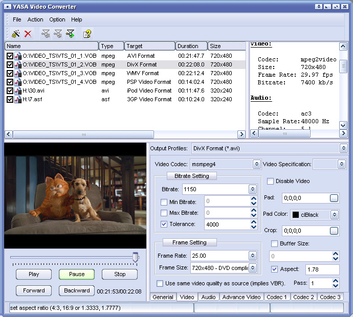 YASA Video Converter 3.4.65.1637 software screenshot